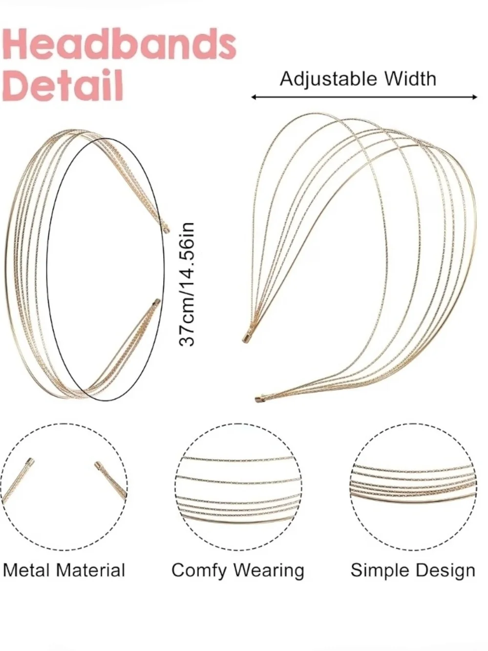 Gold Multi-Band Women’s Headband - Elegant Layered Design BNIB